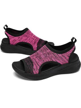 Women's Pink Black Comfortable Orthopaedic Arch Support Walking Athletic Sandals